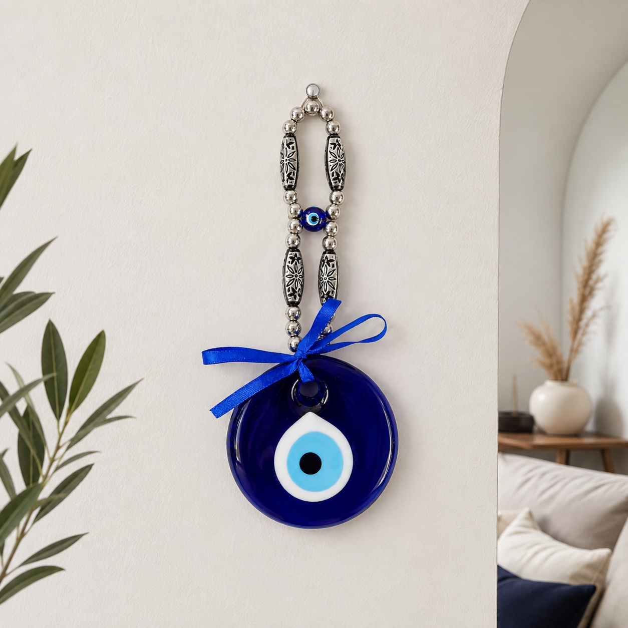 Nazar Wandanhänger Blau – Glas Anhänger mit Perlen – Deko & Glücksbrin – Gunes24