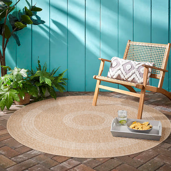 Comilla Runder Outdoor-Teppich 0886 | Natur-Optik Wetterfest & Pflegeleicht | 3 mm Flor
