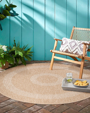 Comilla Runder Outdoor-Teppich 0886 | Natur-Optik Wetterfest & Pflegeleicht | 3 mm Flor