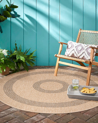 Comilla Runder Outdoor-Teppich 0886 | Natur-Optik Wetterfest & Pflegeleicht | 3 mm Flor