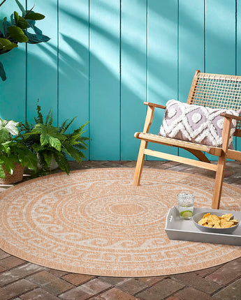 Comilla Runder Outdoor-Teppich 0887 | Natur-Optik Wetterfest & Pflegeleicht | 3 mm Flor