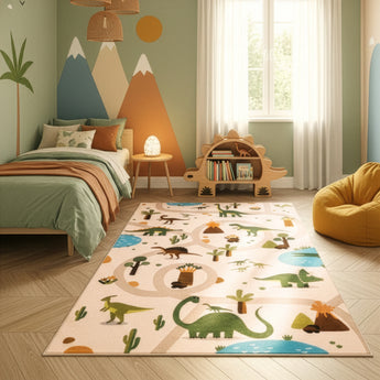 Coco Kinderteppich 1131 Beige – Weich Pflegeleicht & Rutschfest mit Latexrücken -100 % Polyester  8 mm Florhöhe