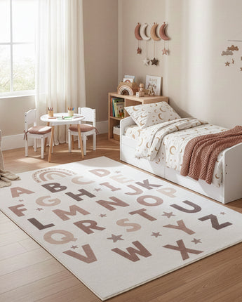 Coco Kinderteppich 1133 Cream – Weich Pflegeleicht & Rutschfest mit Latexrücken -100 % Polyester  8 mm Florhöhe