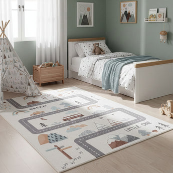 Coco Kinderteppich 1134 Cream – Weich Pflegeleicht & Rutschfest mit Latexrücken -100 % Polyester  8 mm Florhöhe
