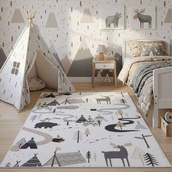 Coco Kinderteppich 1135 Cream – Weich Pflegeleicht & Rutschfest mit Latexrücken -100 % Polyester  8 mm Florhöhe