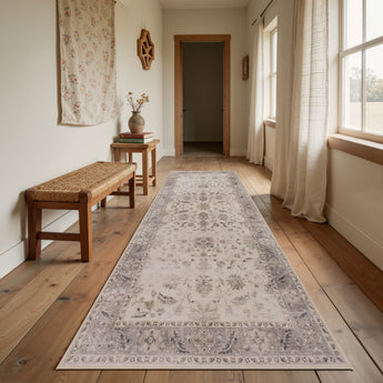 Inka Kurzflor Teppich 1143 Beige – Waschbar  Rutschhemmend – Vintage Orienta