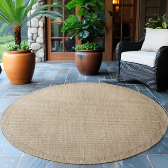 Giza Outdoor/Indoor Teppich | Wetterfest Flach & Pflegeleicht | 3 mm Flor 200cm Rund