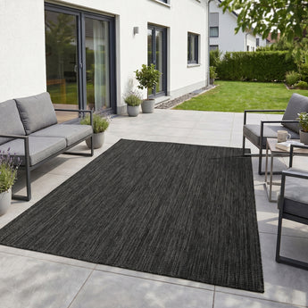 MIRA In- und Outdoorteppich 1450 Black – Modern Pflegeleicht Balkon Terrasse und Wohnen