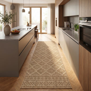 MIRA In- und Outdoorteppich 1452 Beige – Modern Pflegeleicht Balkon Terrasse und Wohnen