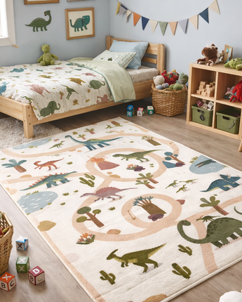 Coco Kinderteppich 1131 Cream – Weich Pflegeleicht & Rutschfest mit Latexrücken -100 % Polyester  8 mm Florhöhe