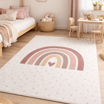 Coco Kinderteppich 1132 Cream – Weich Pflegeleicht & Rutschfest mit Latexrücken -100 % Polyester  8 mm Florhöhe