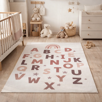 Coco Kinderteppich 1133 Cream – Weich Pflegeleicht & Rutschfest mit Latexrücken -100 % Polyester  8 mm Florhöhe