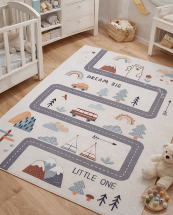 Coco Kinderteppich 1134 Cream – Weich Pflegeleicht & Rutschfest mit Latexrücken -100 % Polyester  8 mm Florhöhe