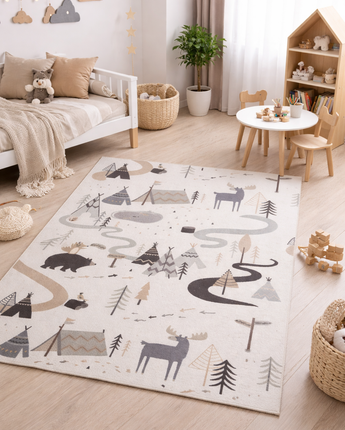 Coco Kinderteppich 1135 Cream – Weich Pflegeleicht & Rutschfest mit Latexrücken -100 % Polyester  8 mm Florhöhe