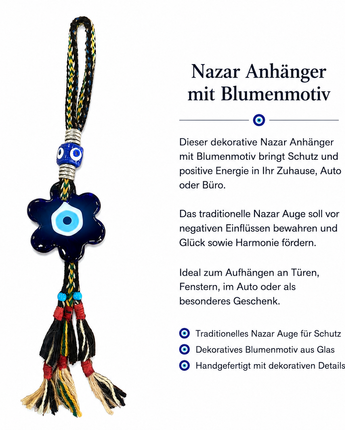 Nazar Anhänger Blumenform 10x50 cm Türkisches Auge Glücksbringer Wanddeko (T16)