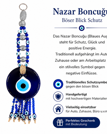 Nazar Boncuk Glas Wandanhänger Böser Blick Schutz Blau Deko Glücksbringer (T18)