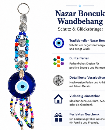 Nazar Boncuk Wandanhänger Türanhänger Böser Blick Schutz Glas Anhänger Deko (T20)