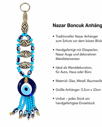 Nazar Boncuk Wandanhänger – Handgefertigter Schutzanhänger mit blauem Auge (T22)
