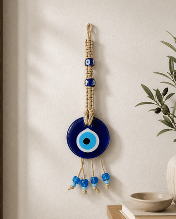 Nazar Auge Wandanhänger 8 × 30 cm – Handgefertigter Glücksbringer Blau (T19)