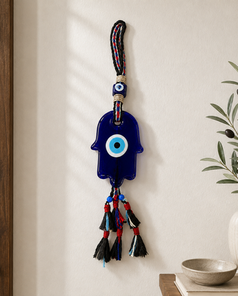 Nazar Anhänger Hand der Fatima Hamsa Blau Glas Schutzamulett Wanddeko Deko (T17)