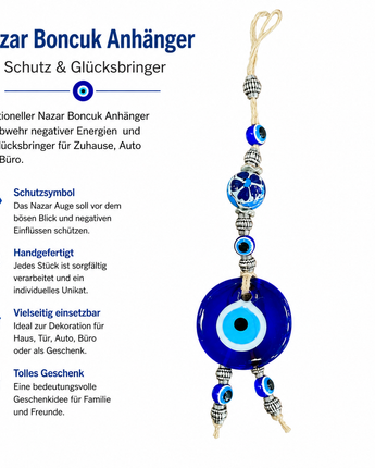 Nazar  – Blauer Schutzanhänger – Handgefertigte Wanddekoration (T24)