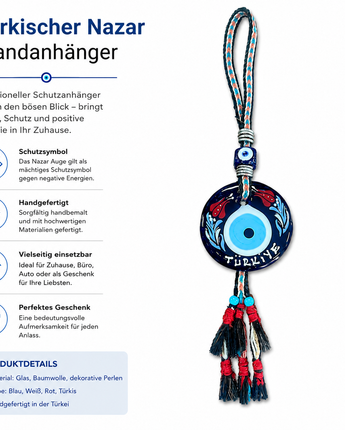 Türkischer Nazar Wandanhänger – Handgefertigter Schutzanhänger  (T25)