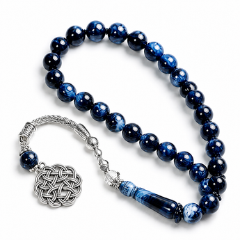 Tesbih 33 Perlen – Blau marmoriert – 10 mm Gebetskette Modell T01