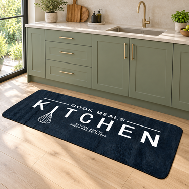 Küchenläufer Kitchen 60 × 180 cm – Schwarz, waschbar & rutschhemmend