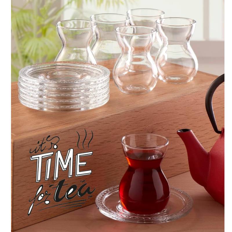 Teegläser Set Cay Bardagi 6x Teeglas + 6x Untertasse Paşabahçe Etnik