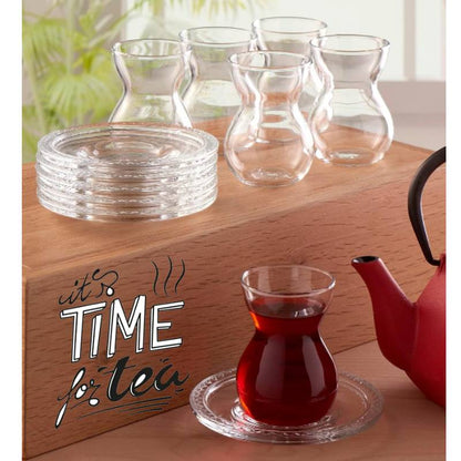 Teegläser Set Cay Bardagi 6x Teeglas + 6x Untertasse Paşabahçe Etnik