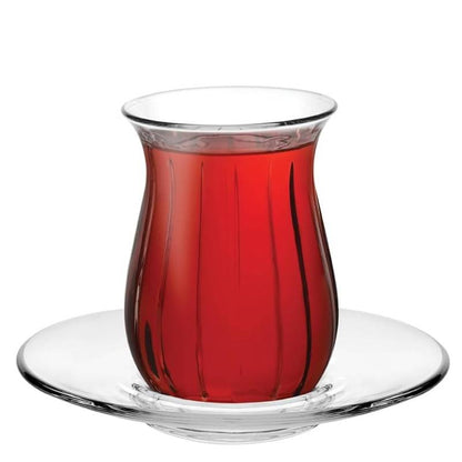 Teegläser Set Cay Bardagi 6x Teeglas + 6x Untertasse Paşabahçe Linka