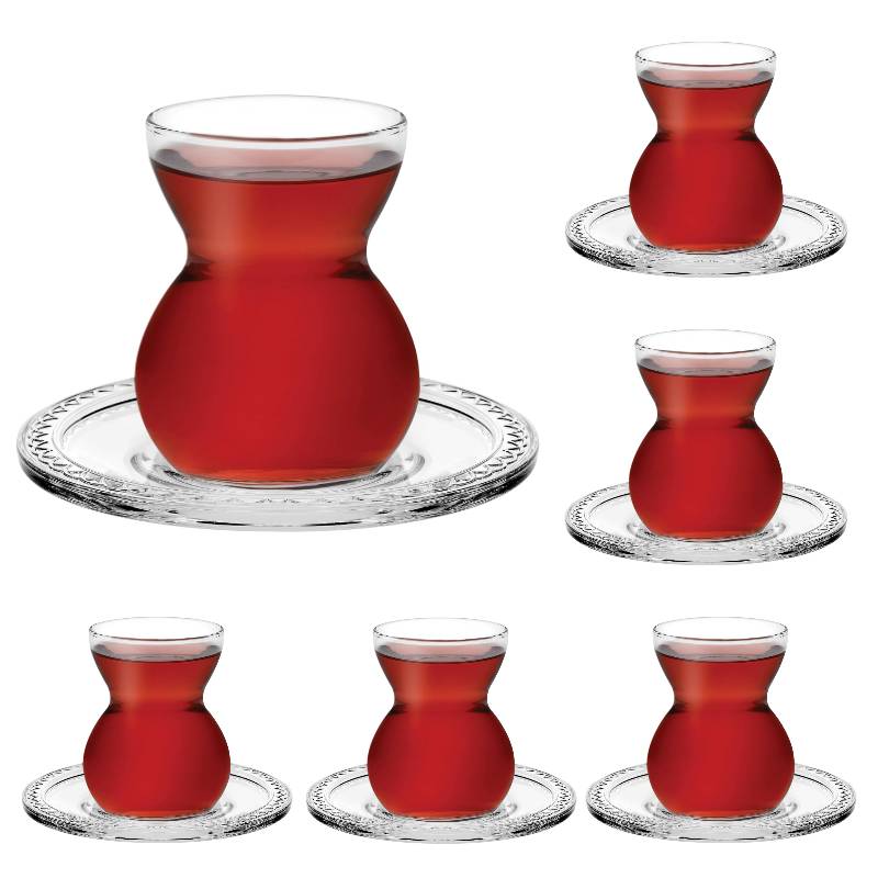 Teegläser Set Cay Bardagi 6x Teeglas + 6x Untertasse Paşabahçe Etnik