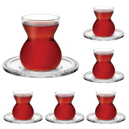 Teegläser Set Cay Bardagi 6x Teeglas + 6x Untertasse Paşabahçe Etnik