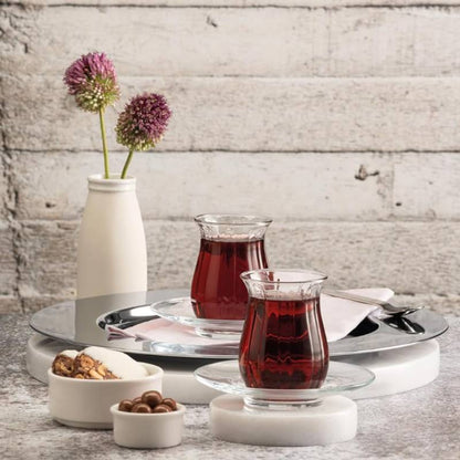 Teegläser Set Cay Bardagi 6x Teeglas + 6x Untertasse Paşabahçe Linka