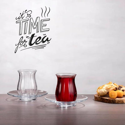 Teegläser Set Cay Bardagi 6x Teeglas + 6x Untertasse Paşabahçe Linka