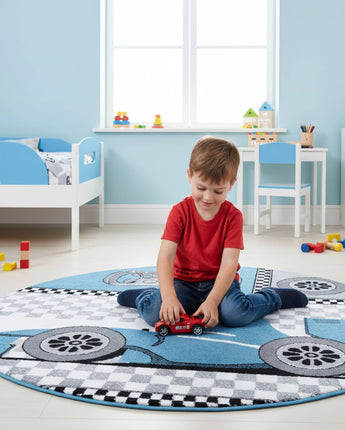 Kids Modern Designer Kinder Teppich | Weich Pflegeleicht & Strapazierfähig | 160cm Rund