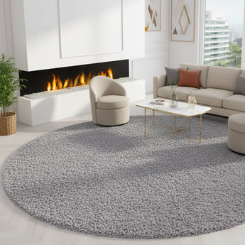 Hochflor Shaggy Teppich Life Collection – Flauschig & Modern – Wohnzimmer Schlafzimmer 120cm Rund