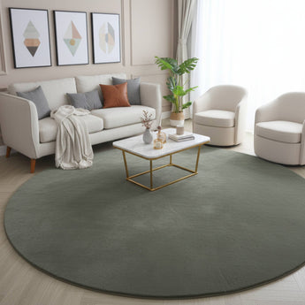 Pouffy Plüsch Teppich Hochflor – Weich & Flauschig – Wohnzimmer Schlafzimmer Kinderzimmer 160cm Rund