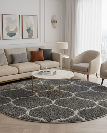 Salsa Shaggy Hochflor Teppich | 30 mm Flor Weich & Pflegeleicht | 200cm Rund