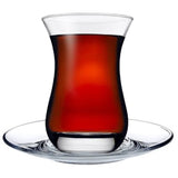 Aida 24 tlg. Set für Tee Gläser Tassen mit Untertassen Pasabahce