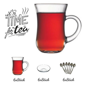 Keyif 18 tlg. Set für Tee Gläser Tassen mit Untertassen Pasabahce Neu