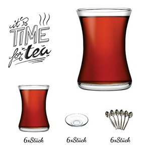 Miss 18 tlg. Set für Tee Gläser Tassen mit Untertassen Pasabahce