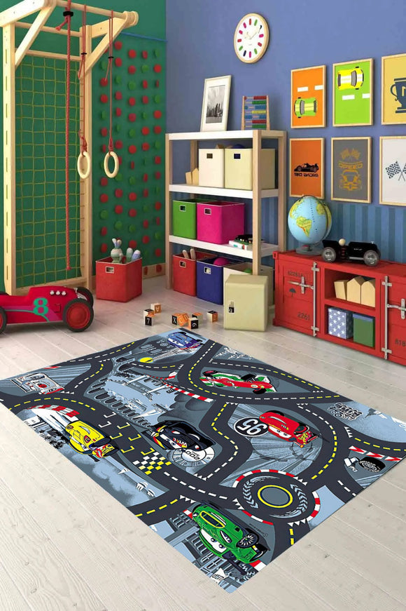 Designer Kinder Teppich, Waschbar, Rutschfest, Kinder Teppich 8055KDS