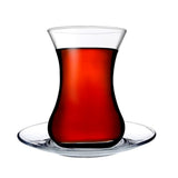 Ince Belli 12 tlg. Set für Tee Gläser Tassen mit Untertassen Pasabahce
