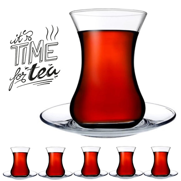 Ince Belli 24 tlg. Set für Tee Gläser Tassen mit Untertassen Pasabahce