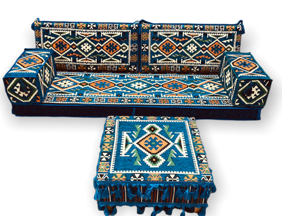 6 Teilige Set Sark Kösesi Orientalische Sitzecke,Sitzkissen Set Blau190cm