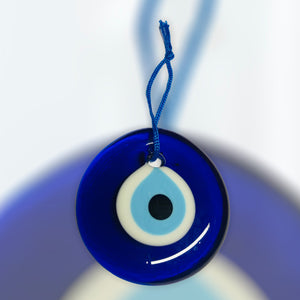 3 x 7cm Nazar Boncuk Glasperlen Anhänger Deko Amulett Evil Eye Blau Augen (7cm)